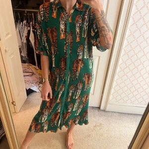 Green Tiger Print Dress
